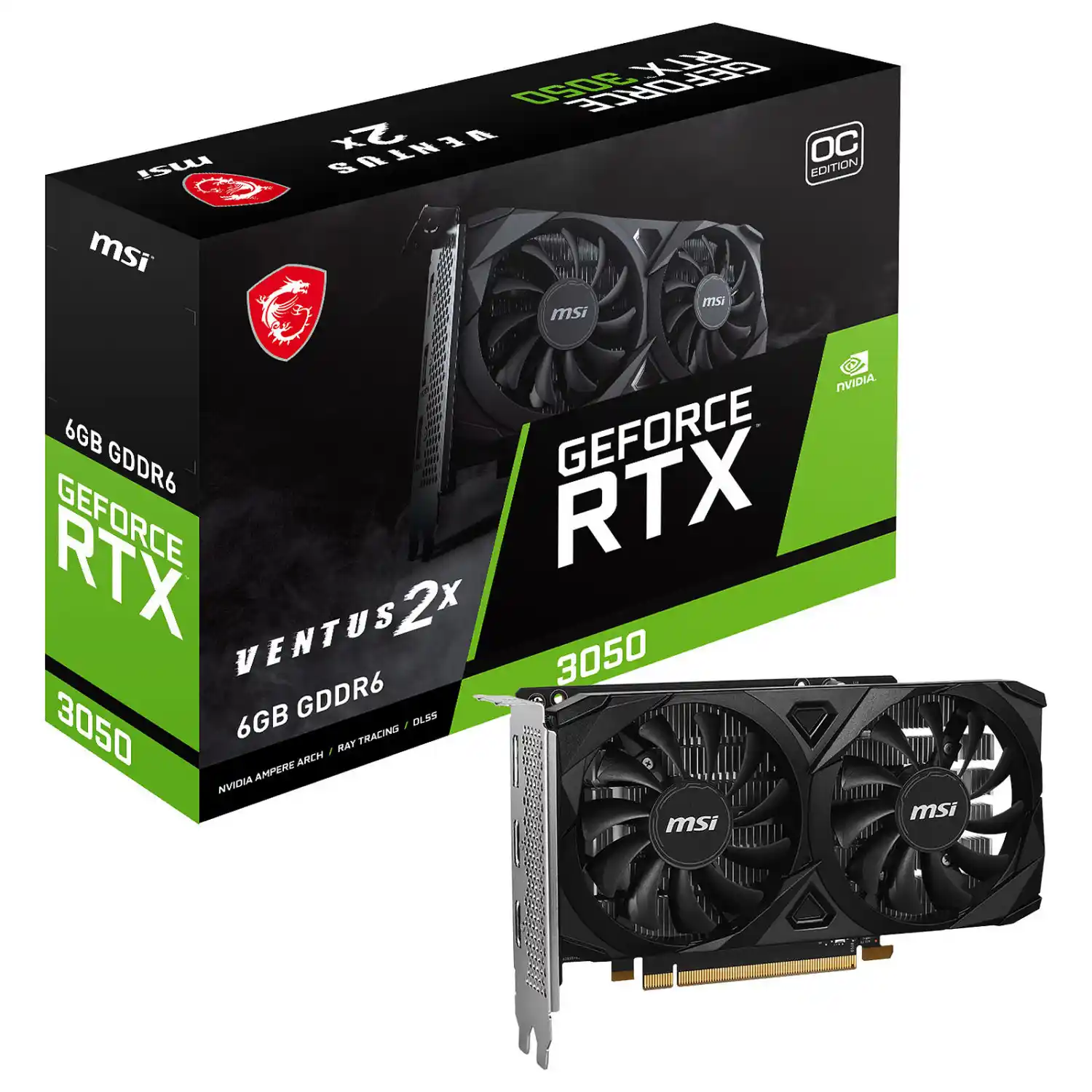 RTX-3050-Ventus-2X-E-6G-OC-A1-1500x1500 کارت گرافیک MSI RTX 3050 Ventus 2X E 6G OC - تصویر 1